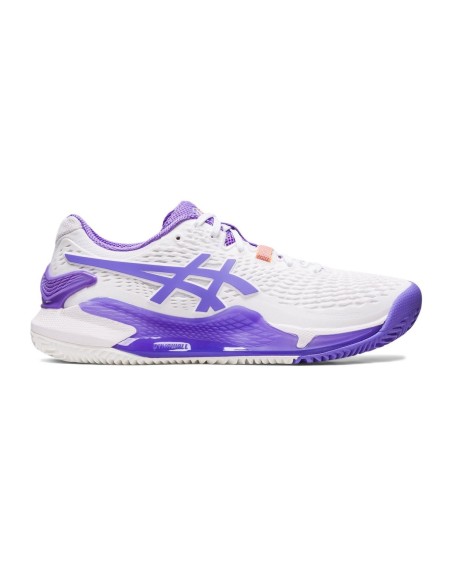 Asics Gel Resolution 9 Clay Blanco Morado Mujer 1042a224-101 | Ofertas de pádel